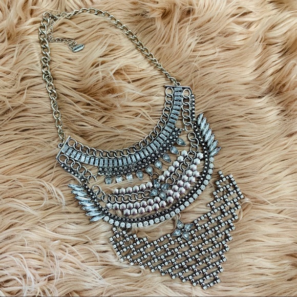 MIRINA COLLECTION Silver Statement Costume Necklace - Picture 1 of 8